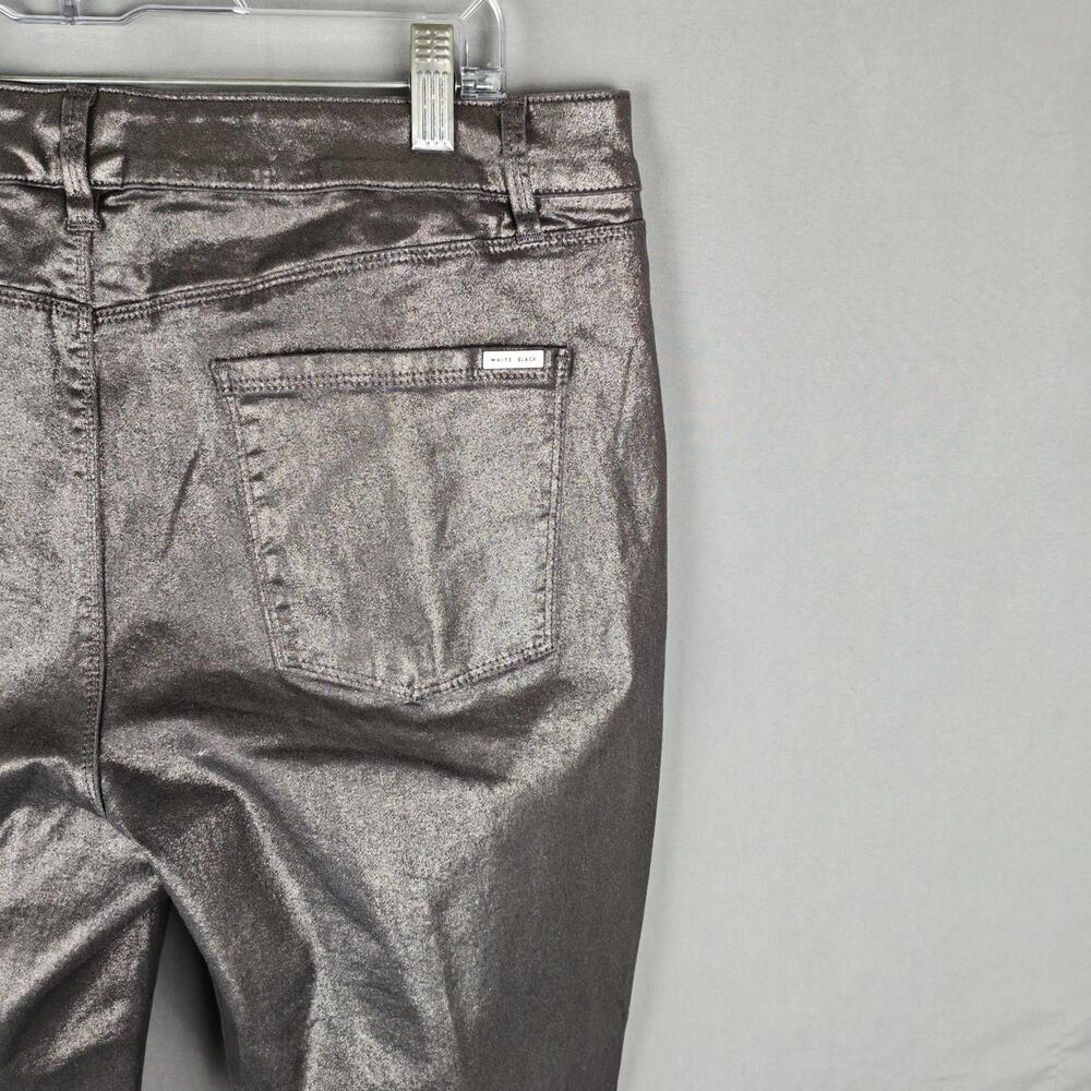 White House Black Market Pants Womens 14 Silver The Skinny Ankle Metallic Coated - Picture 11 of 16
